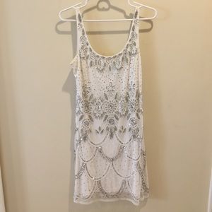 Adrianna Papell white beaded dress